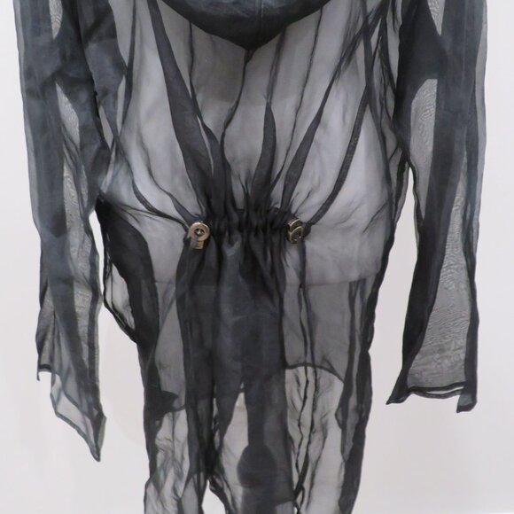 Luna Luz Black Sheer Button Up Hoodie Dress - Picture 4 of 4
